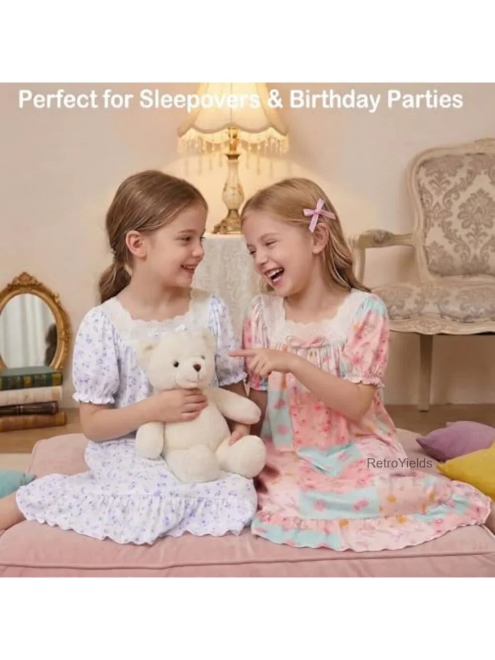 Toddler Girls Vintage Lace Puff Sleeve Nightgown Sleepwear